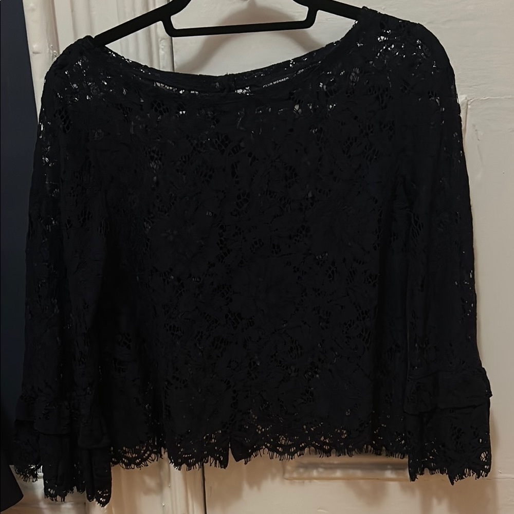 Club Monaco Navy Lace Blouse